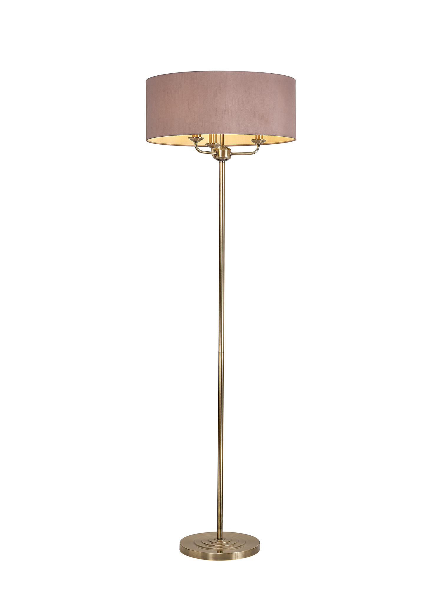DK0918  Banyan 45cm 3 Light Floor Lamp Antique Brass, Taupe